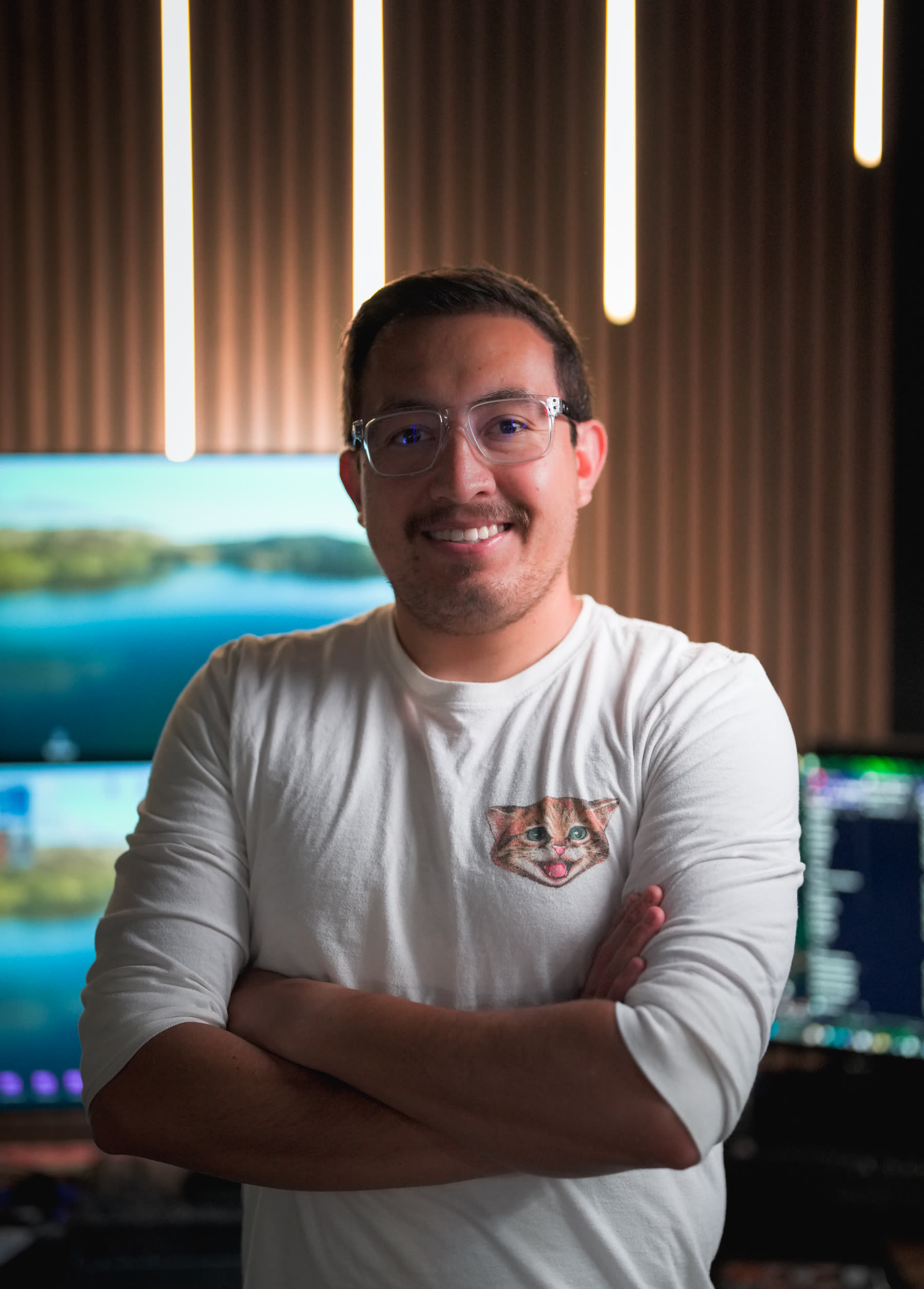 Creator portrait at the studio desk