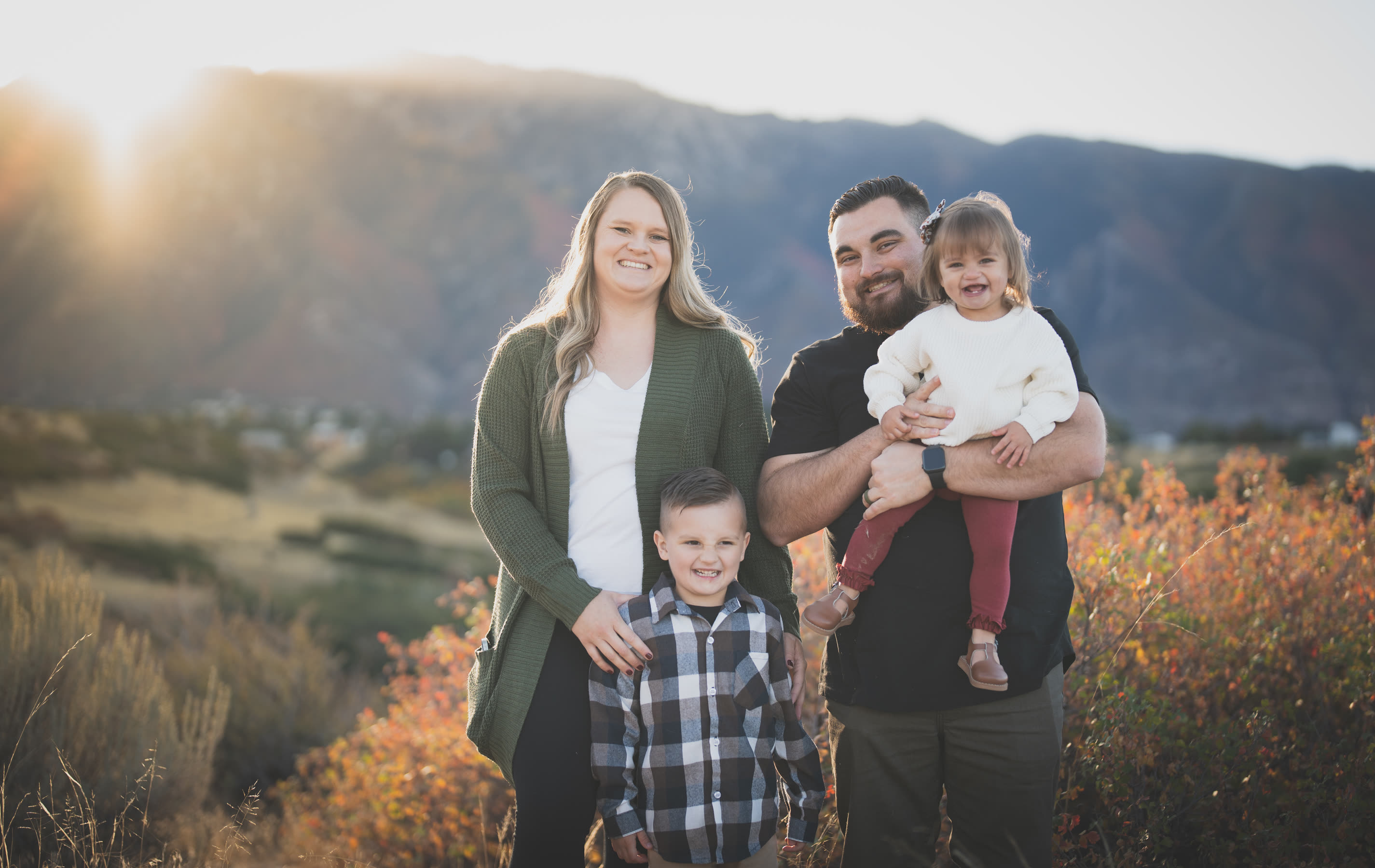 Family session, mountain golden hour