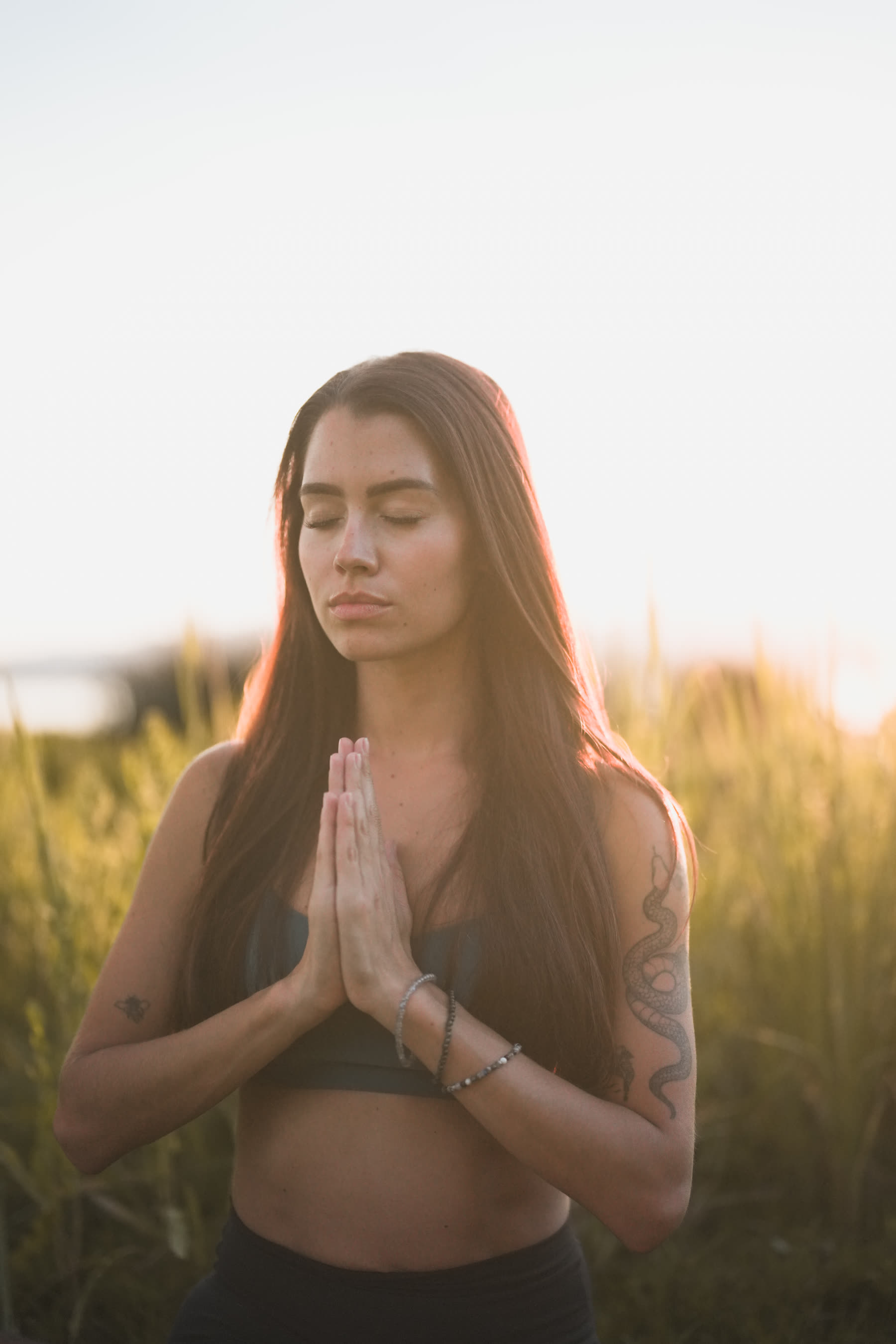 Meditation portrait at sunset